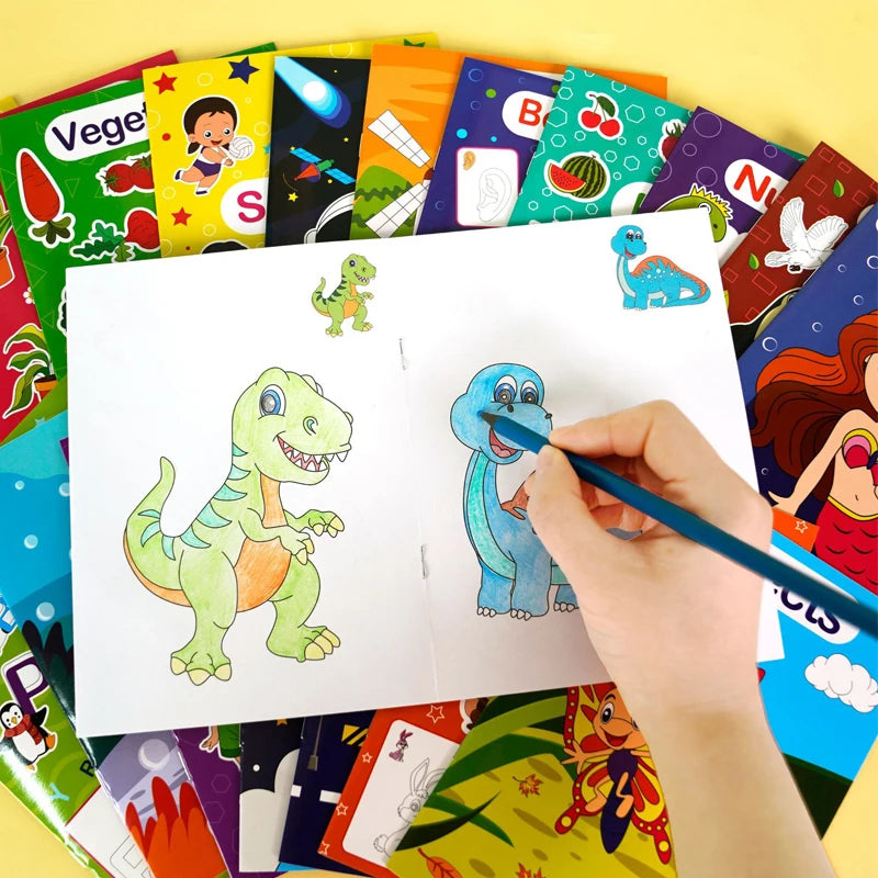 6 themed coloring books suitable for children or teenagers, used for training, art enlightenment, and stress relief for teenager