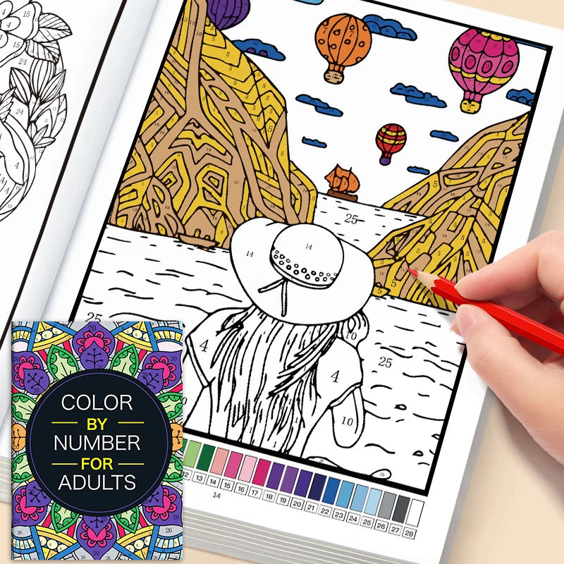 Adult Coloring Books Feature Unique and Beautiful Patterns That Can Be Colored by Numbers. It Includes Relaxing Designs Such as Mandala Patterns, Animals, Flowers, and Birds, Printed on Thick, High-Quality Pages. This Book Is