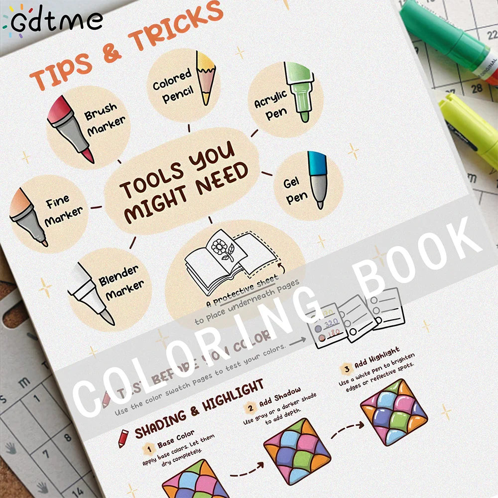 Adult DIY Coloring Book Bold Simple Styles Home Leisure Relaxing Stress Relief Parent Child Interaction Creativity Improving